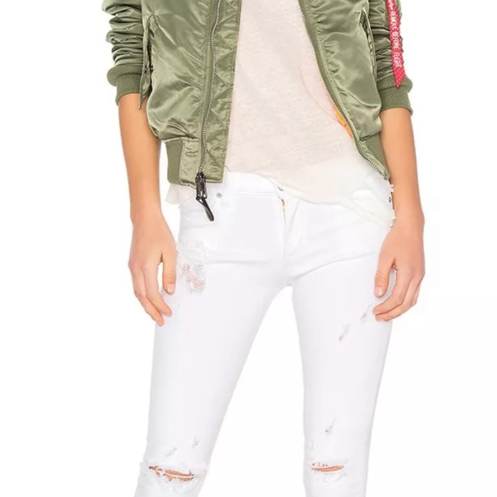 Hudson Nico Mid-rise Super Skinny Jeans. White. Distressed. Size 30